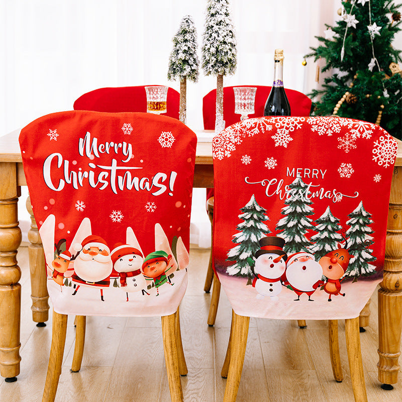 1Pc Christmas Back Chair Covers Printing Christmas Tree Snowman Covers for Home, Kitchen, Dining Room Decor KGORGE Store