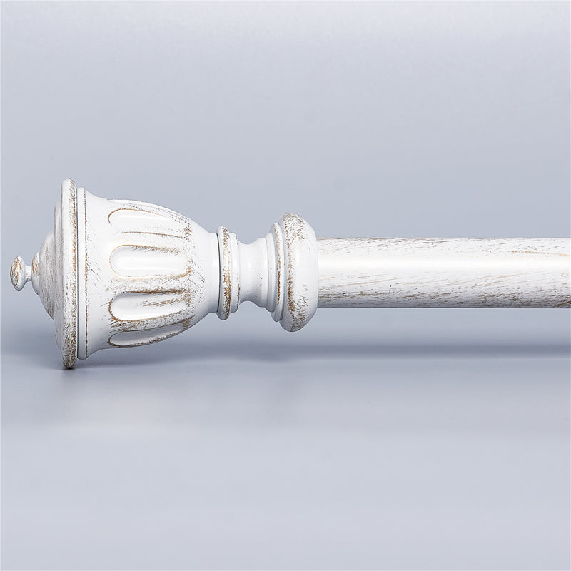 Antique White Diameter 28-144 Length Decorative Single Outdoor Curtain Rod with Trophy Finials KGORGE Store