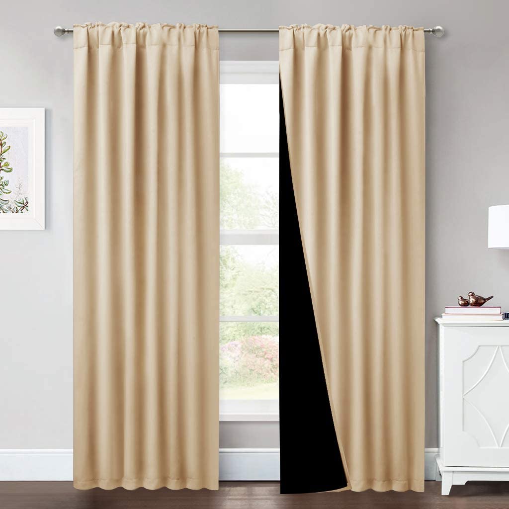 Double Layer Rod Pocket & Back Tab Thermal Insulated Curtains For