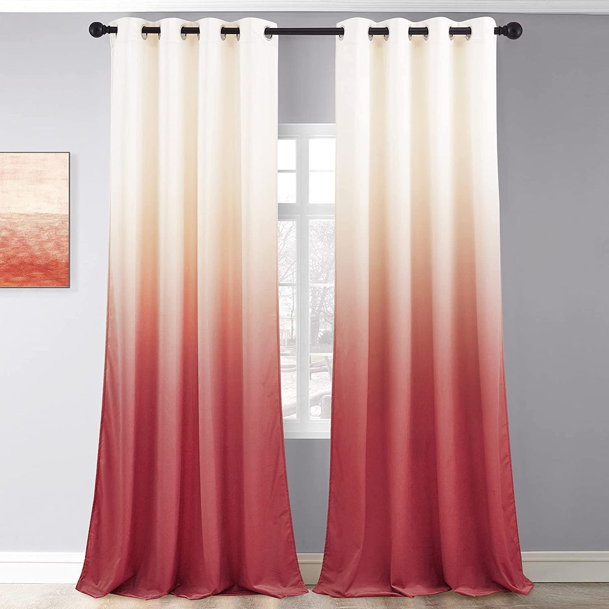 Grommet Velvet Blackout Ombre Curtains For Living Room And Bedroom 2