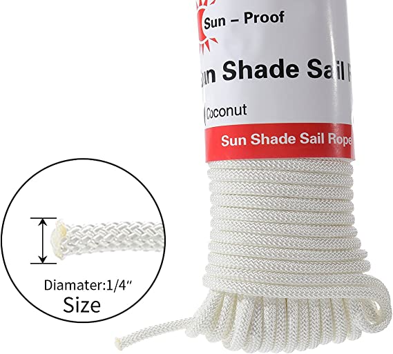 Outdoor Sun Shade Sail Rope Polyester Solid Line for Garden, Patio, Ca