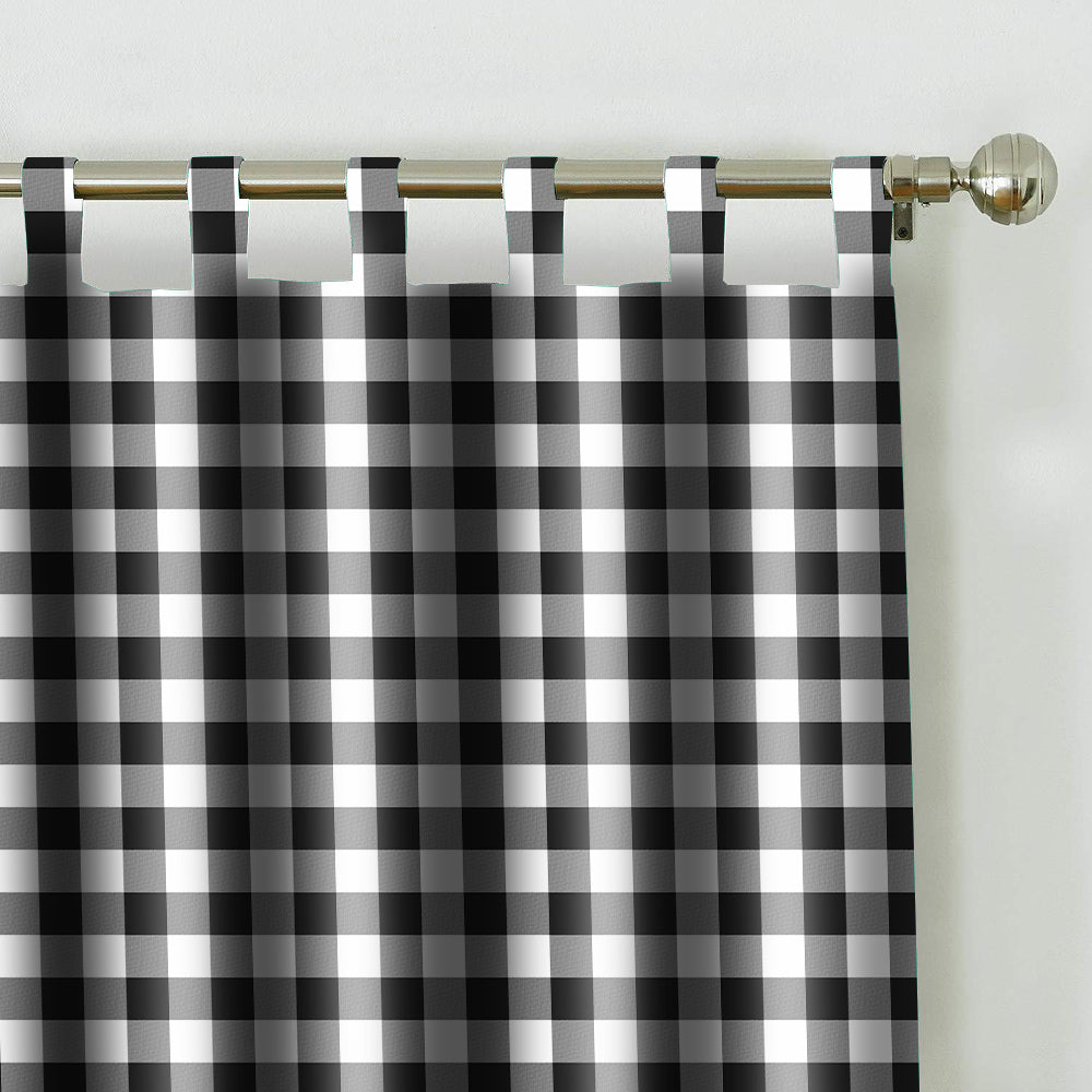 Plaid Velcro Tab Top Waterproof Outdoor Curtains for Garage / Patio, 1