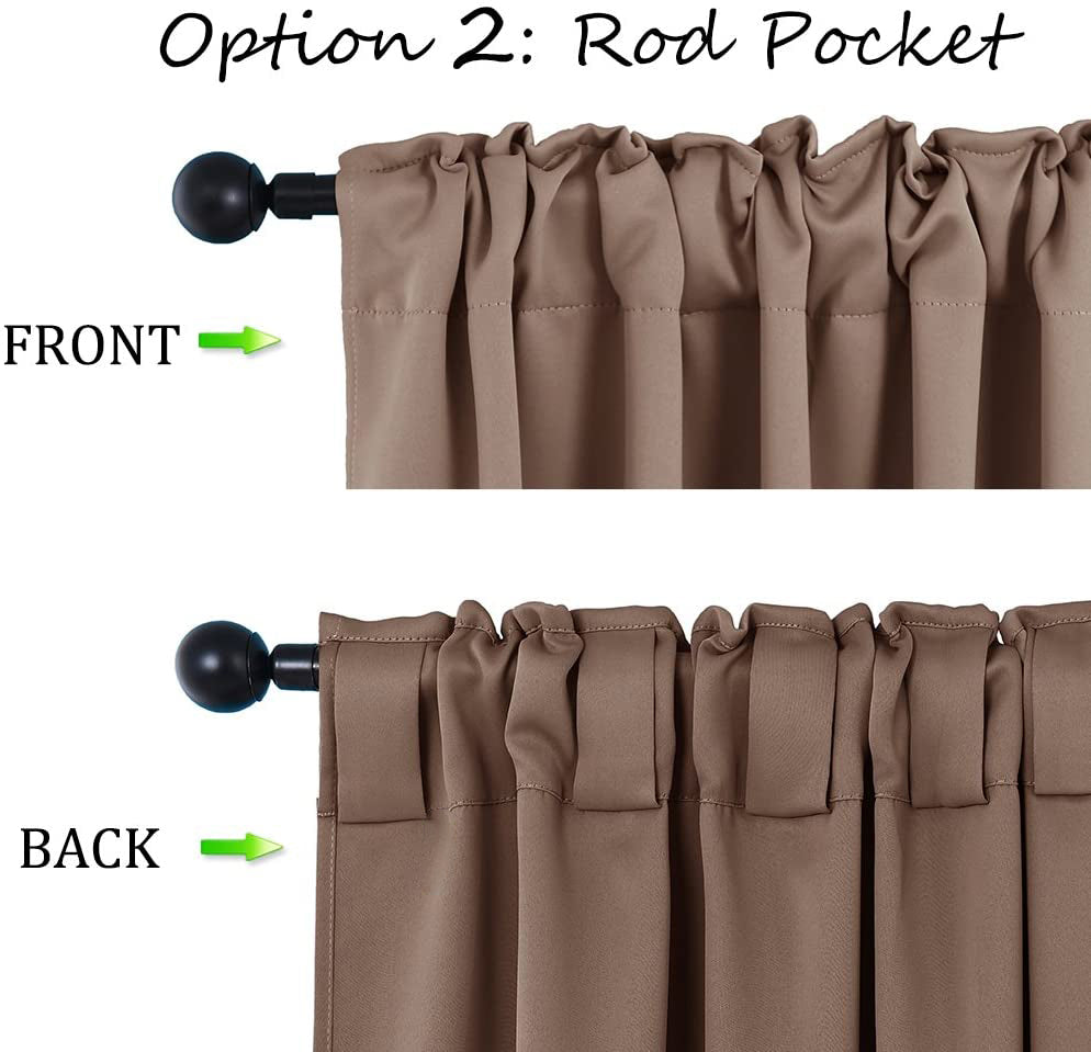Rod Pocket & Back Tab Plain Blackout Curtains For Living Room And Bedroom (Width 52 Inch) 2
