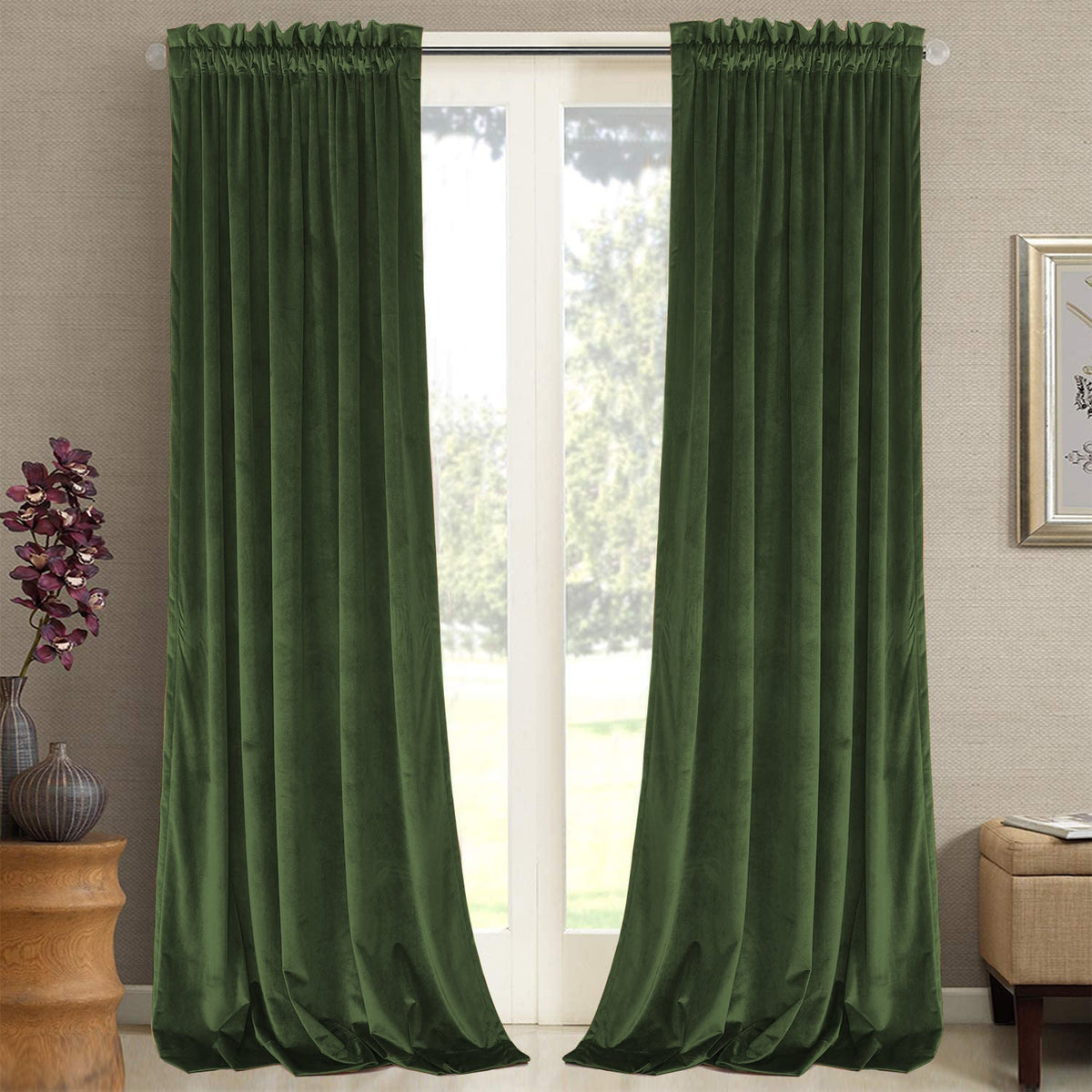 Rod Pocket Luxury Velvet Blackout Curtains For Living Room 1 Panel