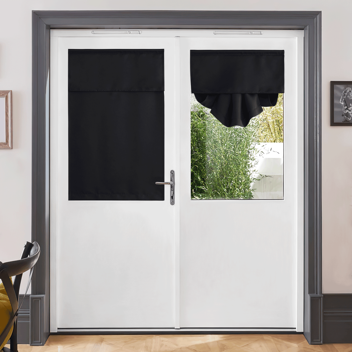 Rod Pocket Privacy Protection Blackout Door Curtains With Velcro For F