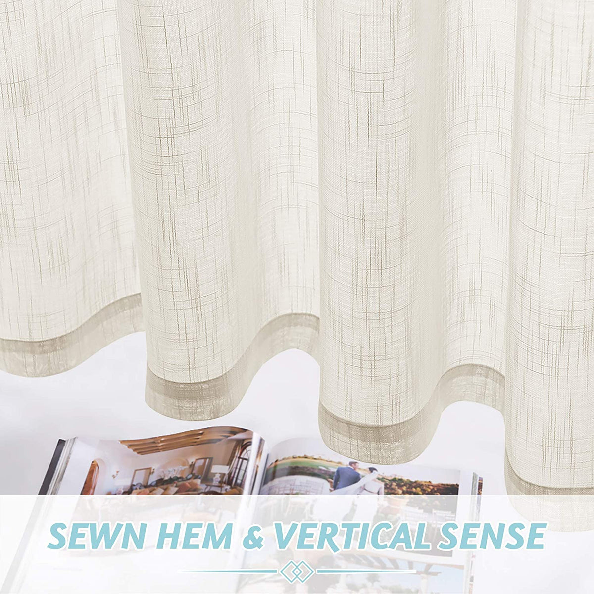 Rod Pocket Semi Sheer Privacy Linen Curtains For Bedroom And