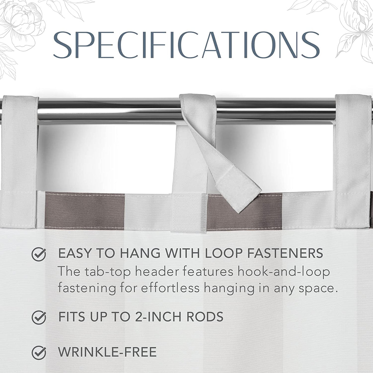 Striped Velcro Tab Top Waterproof Outdoor Curtains For Garage / Patio