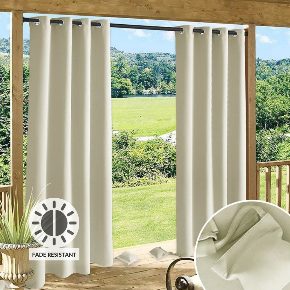 Waterproof Grommet Top Weighted Outdoor Patio Curtain 1 Panels+2