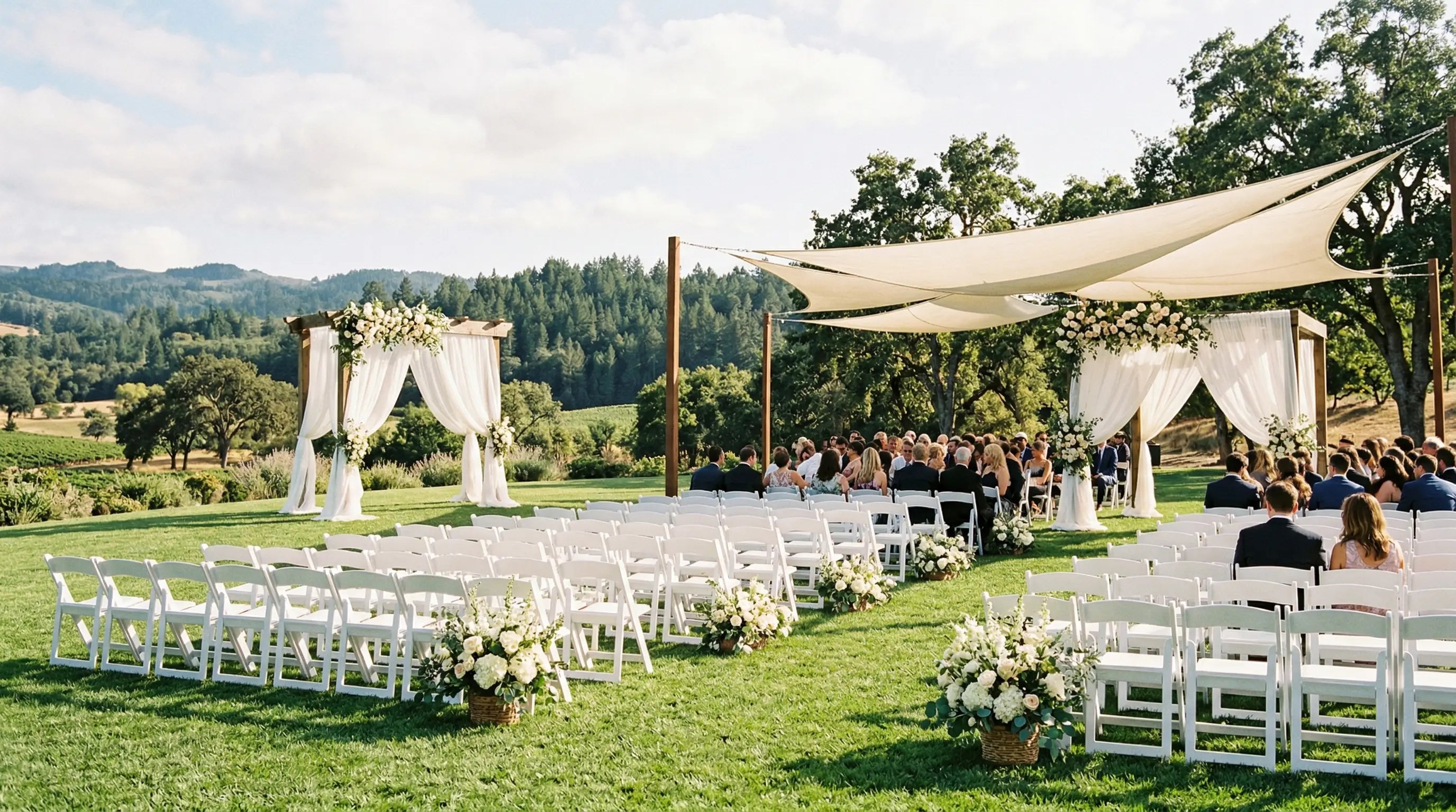 Outdoor Wedding Shade Ideas: Elegant Uses for Curtains and Sun Sails