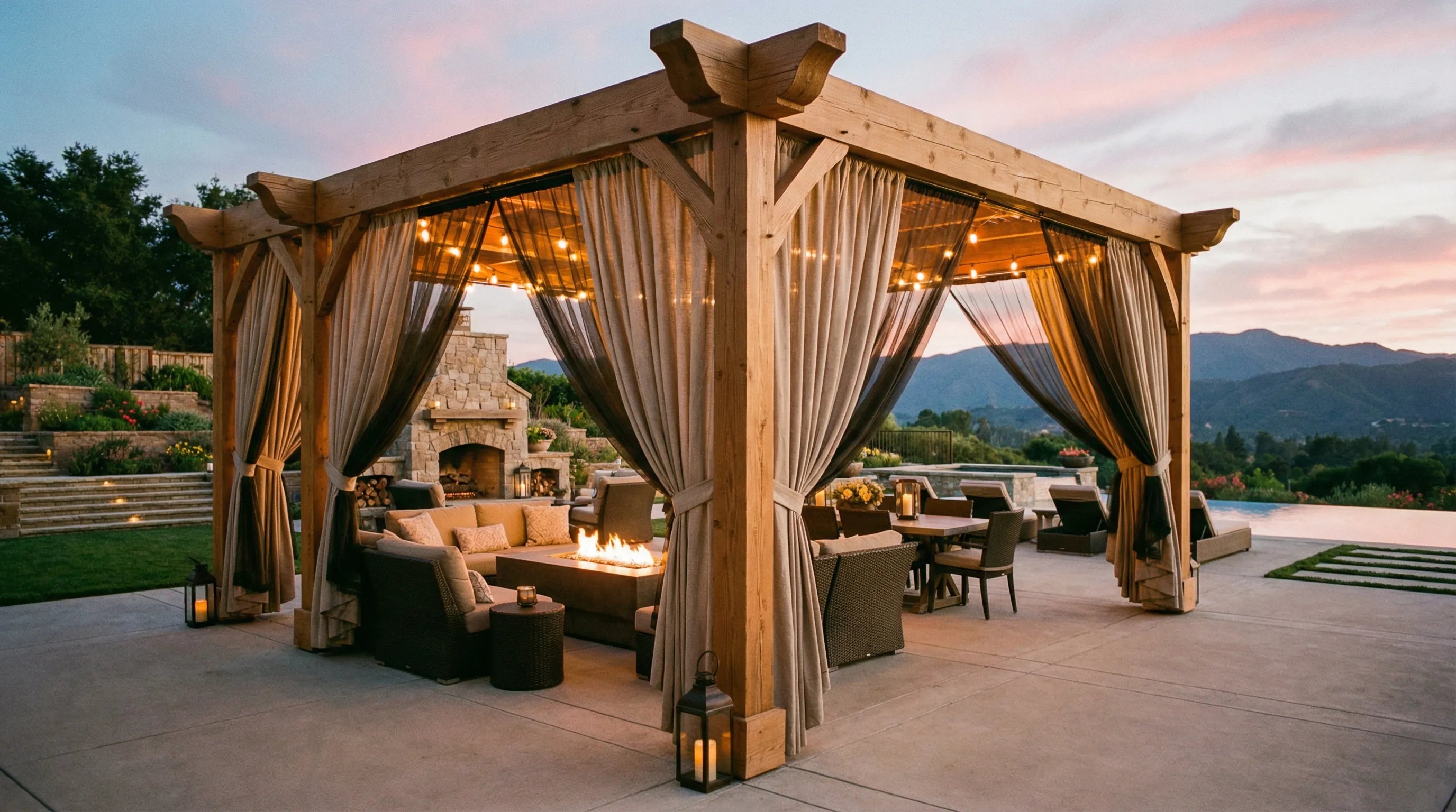 Layering
Outdoor Curtains with Mosquito Netting for Dual Protection