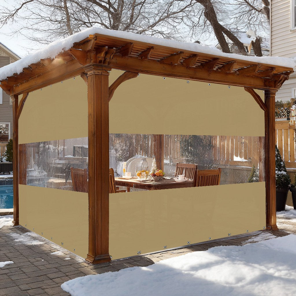 12mil Top & Bottom Grommet Canvas Curtain with PVC Panel for Insulation Patio Cover and Garage Door Insulation, 1 Panel