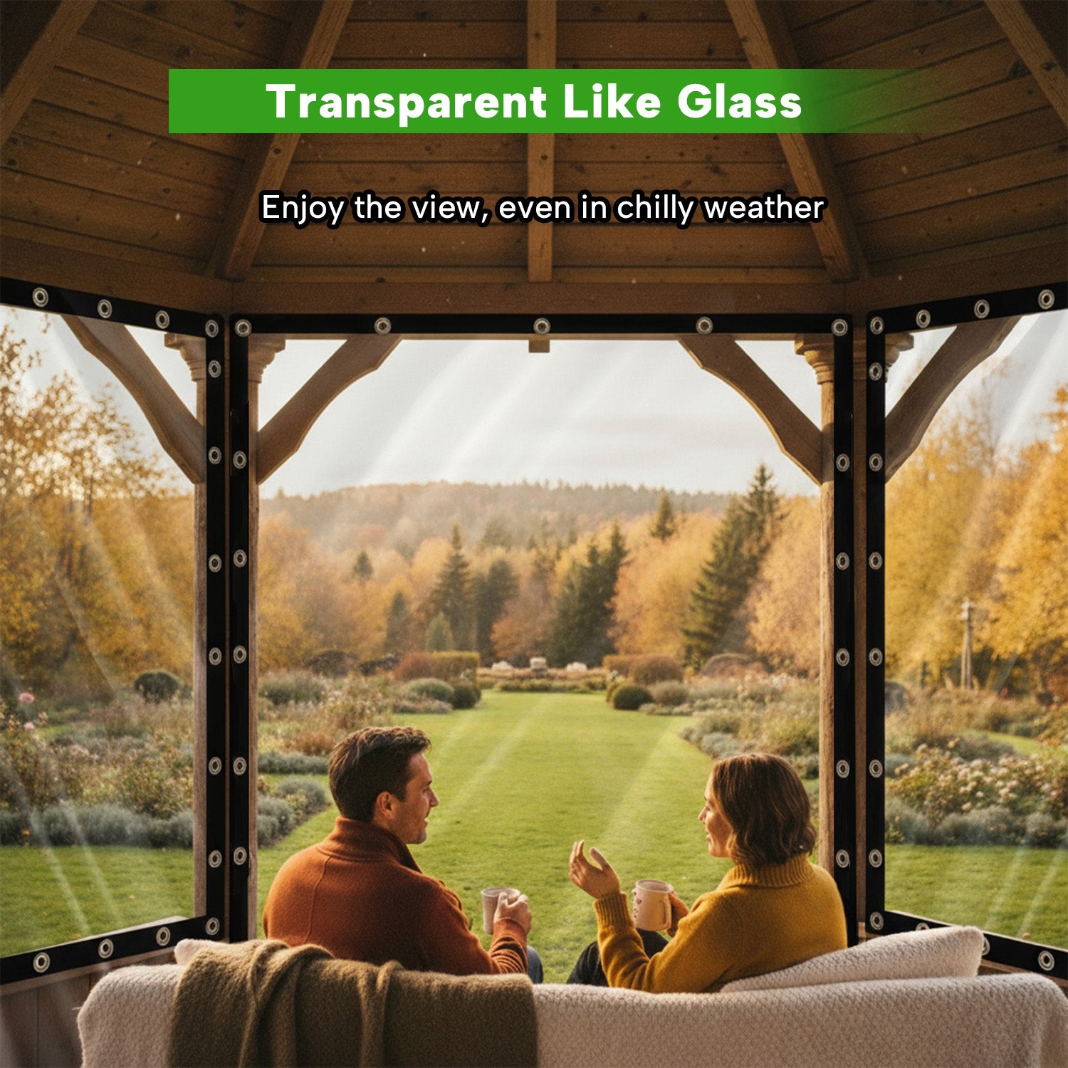 12mil Outdoor Clear Tarps with Grommets PVC Insulation Shed Cloth for Patios, Porch, Screen Rooms, Gazebos