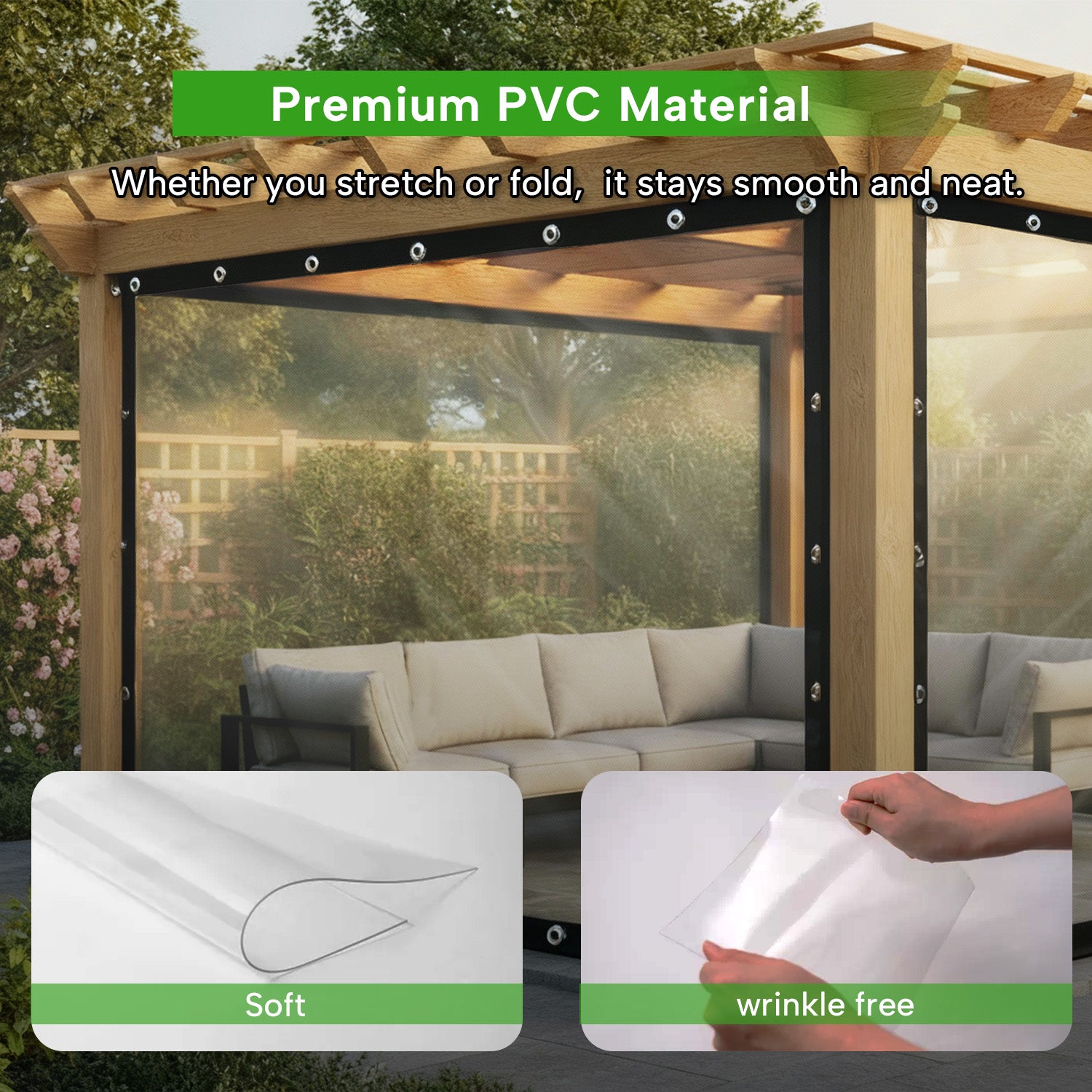 12mil Outdoor Clear Tarps with Grommets PVC Insulation Shed Cloth for Patios, Porch, Screen Rooms, Gazebos