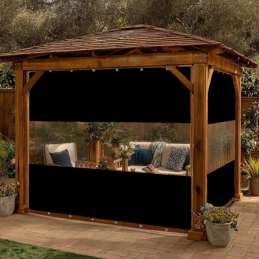 12mil Top & Bottom Grommet Canvas Curtain with PVC Panel for Insulation Patio Cover and Garage Door Insulation, 1 Panel