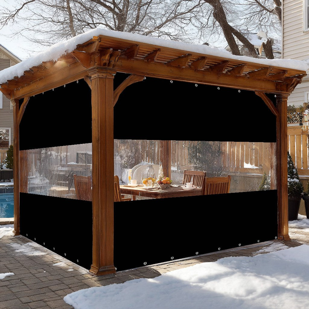 12mil Top & Bottom Grommet Canvas Curtain with PVC Panel for Insulation Patio Cover and Garage Door Insulation, 1 Panel
