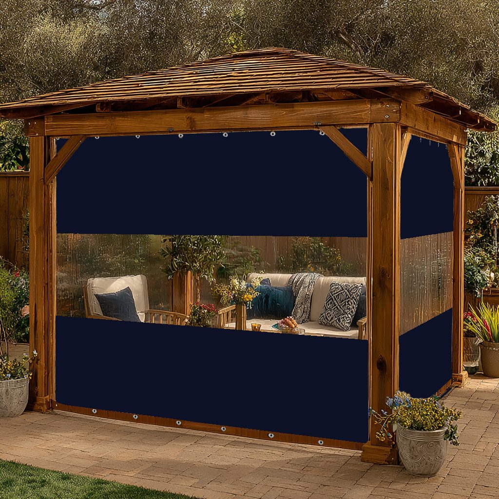 12mil Top & Bottom Grommet Canvas Curtain with PVC Panel for Insulation Patio Cover and Garage Door Insulation, 1 Panel