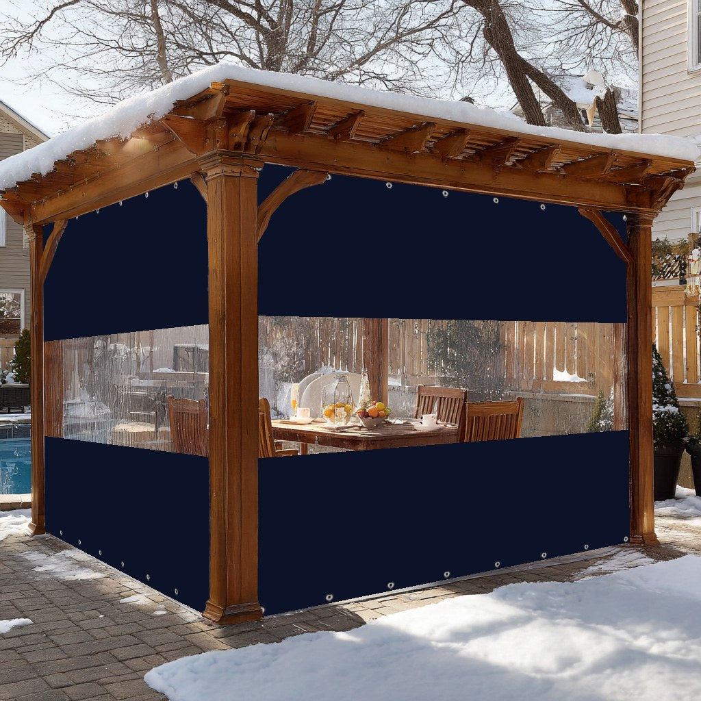 12mil Top & Bottom Grommet Canvas Curtain with PVC Panel for Insulation Patio Cover and Garage Door Insulation, 1 Panel
