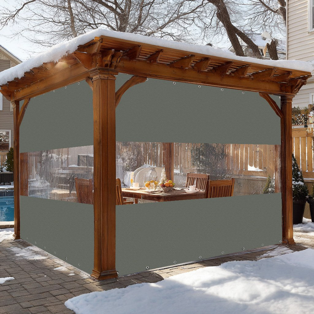 12mil Top & Bottom Grommet Canvas Curtain with PVC Panel for Insulation Patio Cover and Garage Door Insulation, 1 Panel