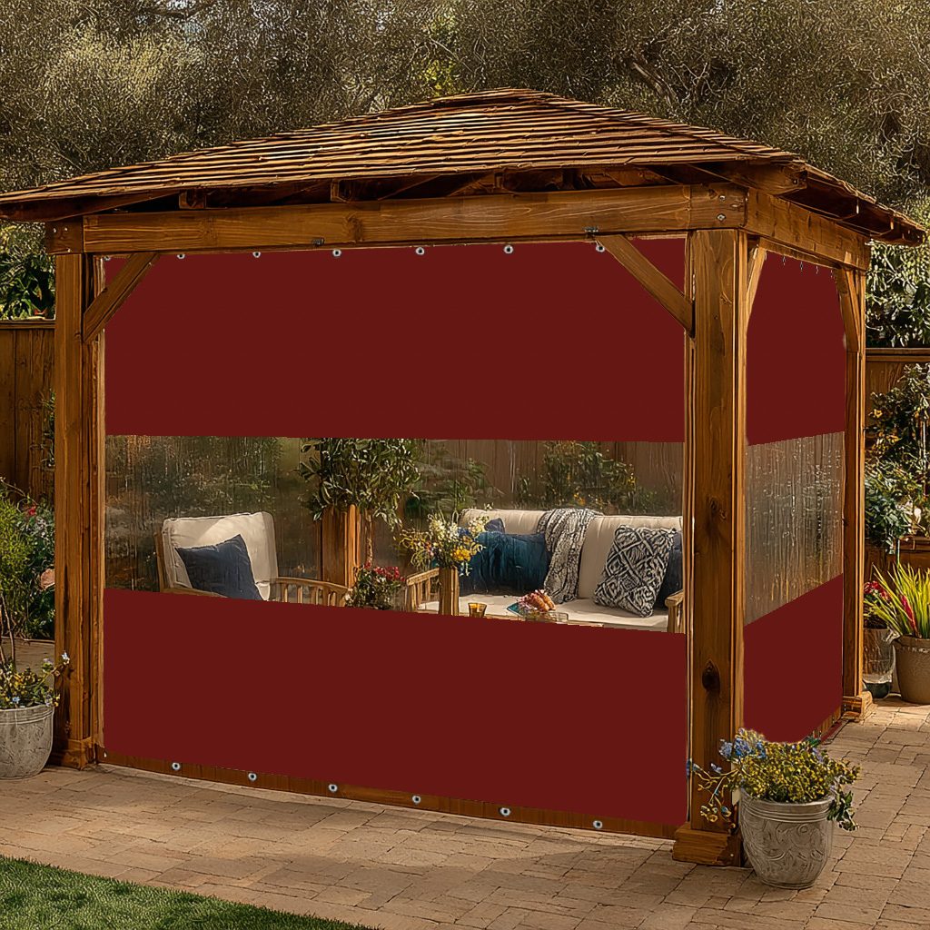 12mil Top & Bottom Grommet Canvas Curtain with PVC Panel for Insulation Patio Cover and Garage Door Insulation, 1 Panel
