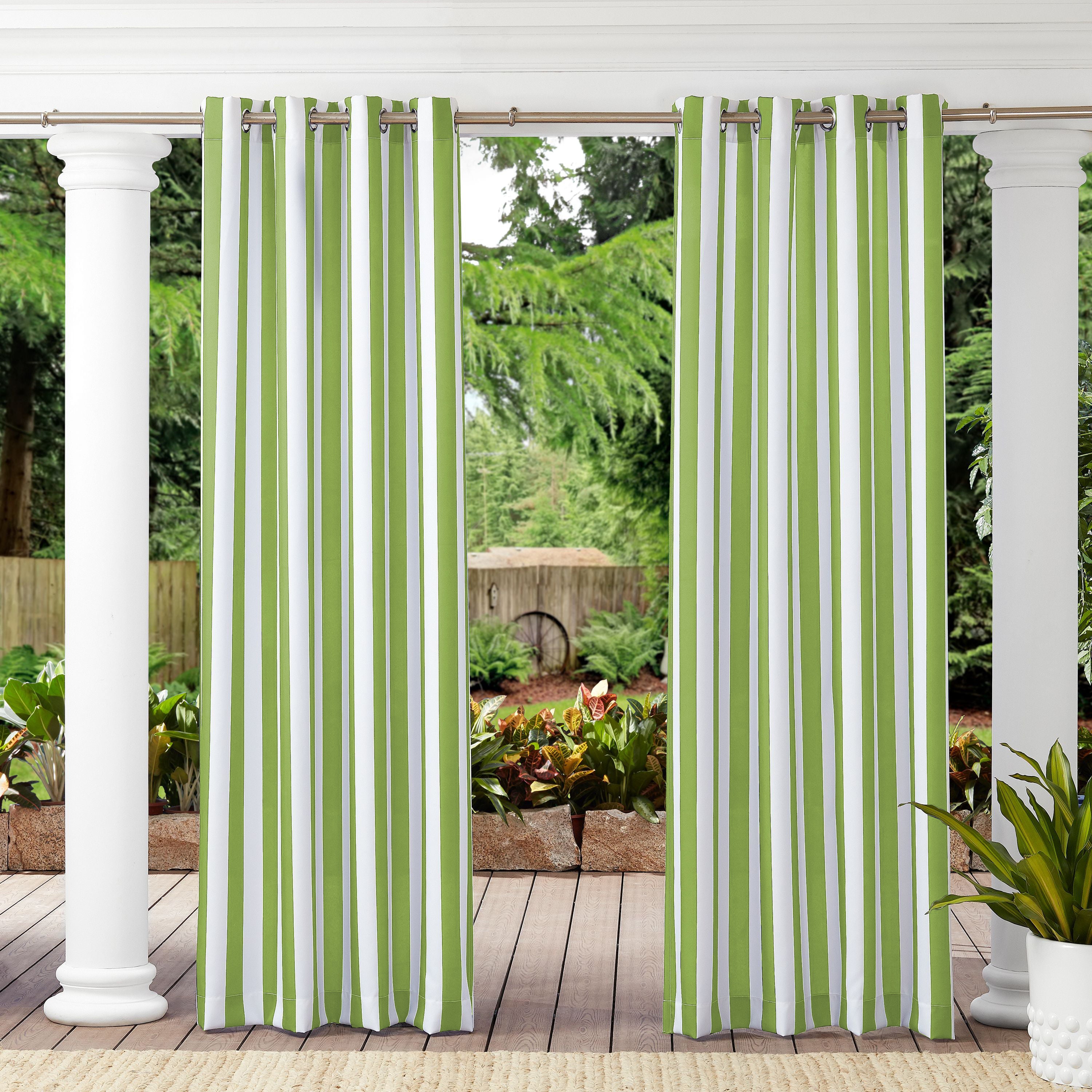 Fadenomore Grommet Top Windproof and Waterproof Striped Outdoor Curtains, 1 Panel