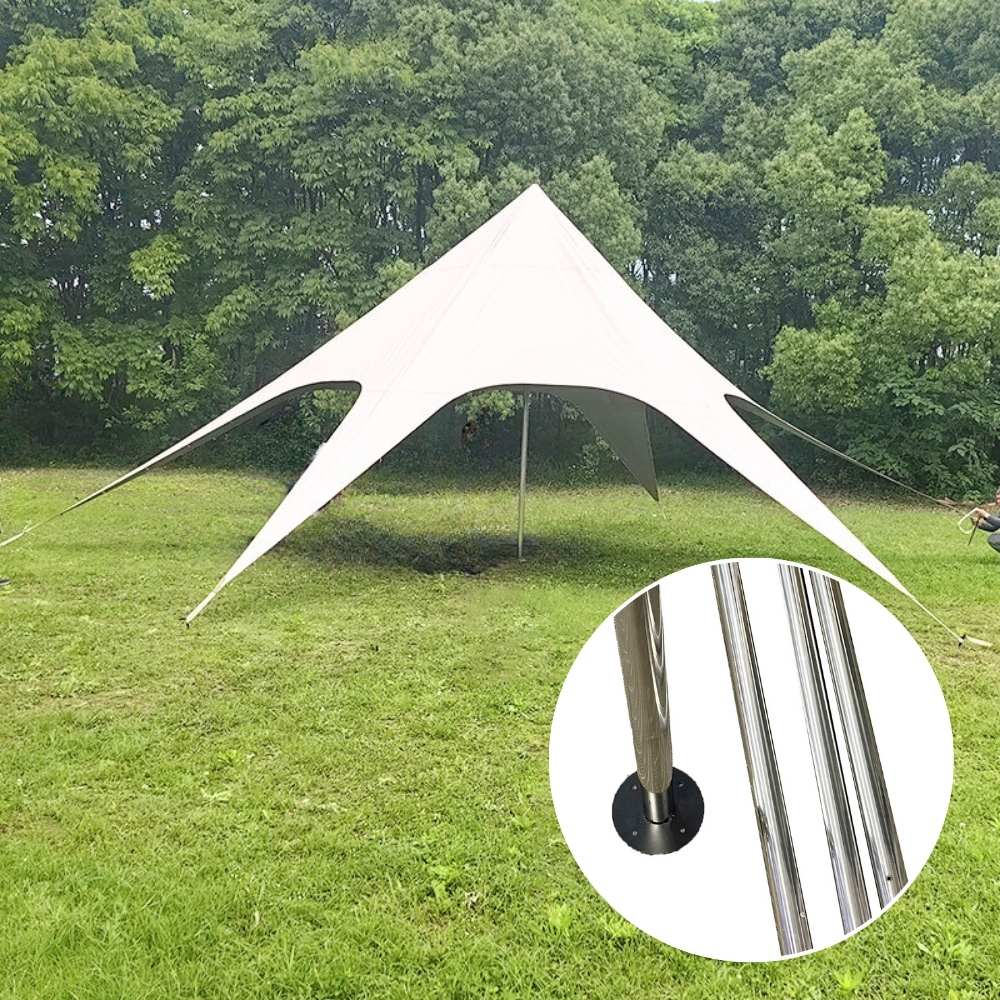 1PCS Outdoor Stainless-Steel Adjustable Shade Sail Support Rod with 2 Ring Clamps