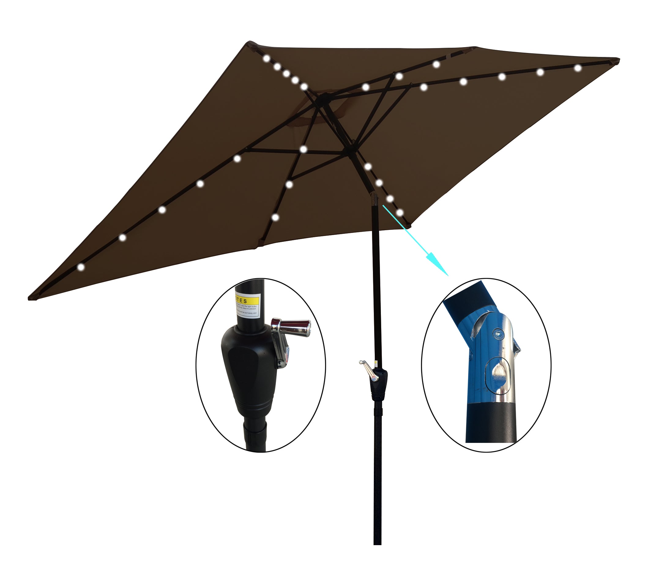 [KGORGE Plus] 10ft x 6.5ft Solar LED Lighting Rectangular Outdoor Umbrella for Garden Backyard Pool