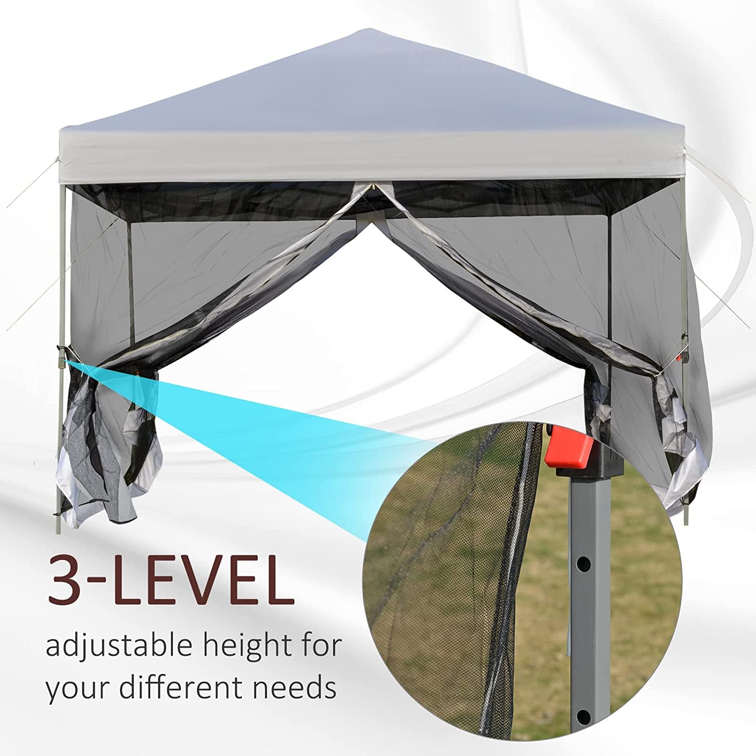 [KGORGE Plus] 10' x 10' Pop Up Canopy Portable Folding Tent Gazebo Outdoor with Removable Sidewalls Mesh Curtains Carrying Bag White