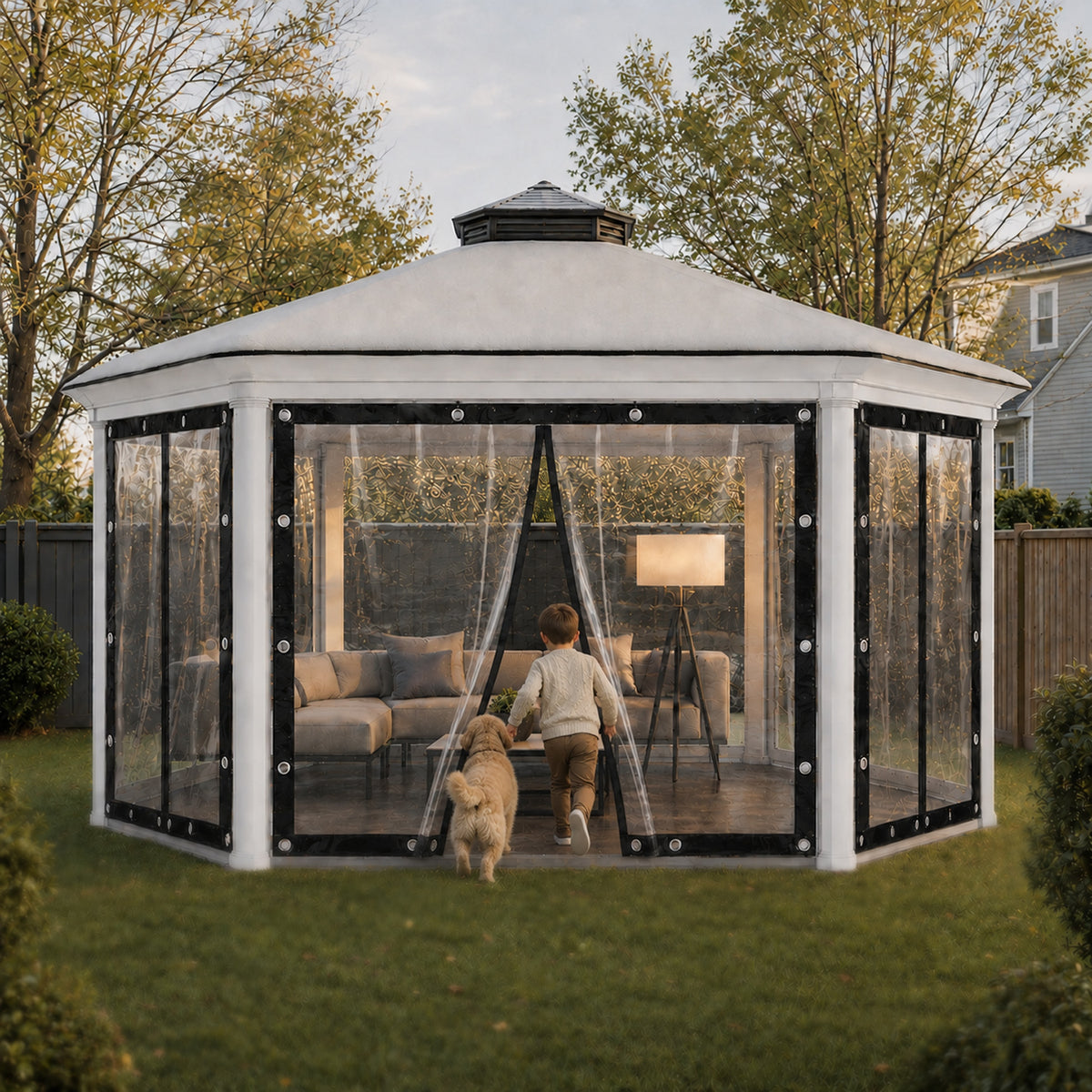 20mil Heavy Duty Clear PVC Zipper Patio Enclosure Curtains