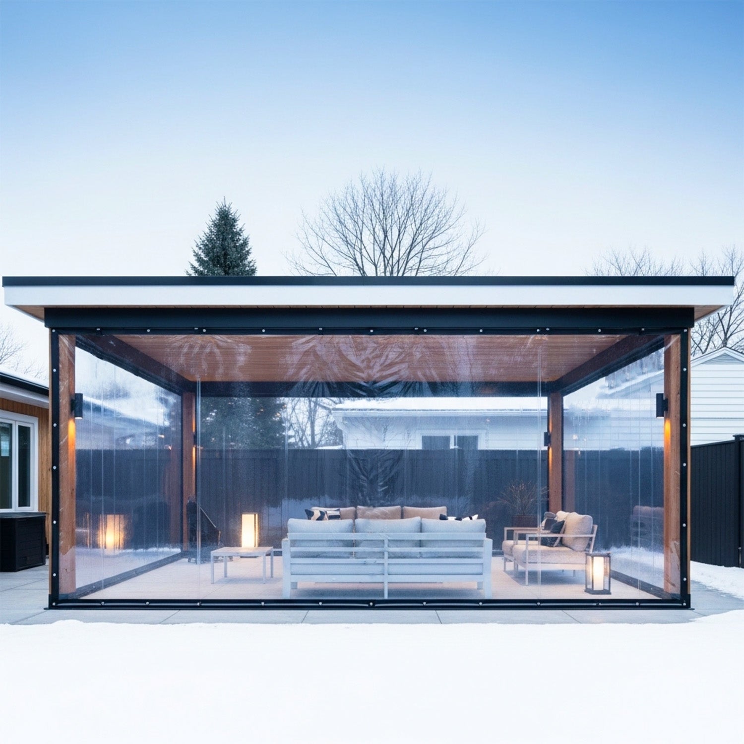 20mil Outdoor Clear Tarps with Grommets PVC Insulation Shed Cloth for Patios, Porch, Screen Rooms, Gazebos