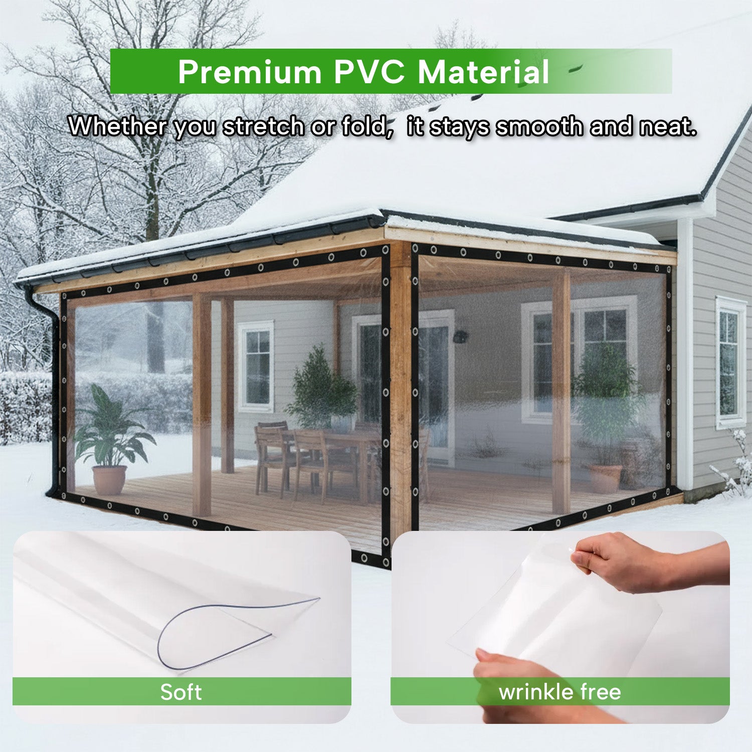20mil Outdoor Clear Tarps with Grommets PVC Insulation Shed Cloth for Patios, Porch, Screen Rooms, Gazebos