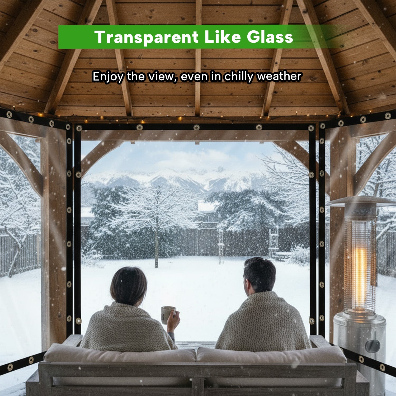 30mil Outdoor Clear Tarps with Grommets PVC Insulation Shed Cloth for Patios, Porch, Screen Rooms, Gazebos