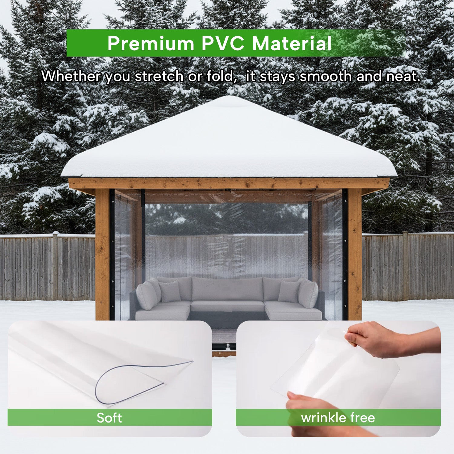 30mil Outdoor Clear Tarps with Grommets PVC Insulation Shed Cloth for Patios, Porch, Screen Rooms, Gazebos