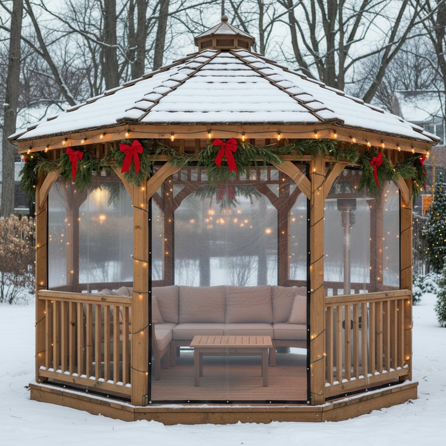 30mil Outdoor Clear Tarps with Grommets PVC Insulation Shed Cloth for Patios, Porch, Screen Rooms, Gazebos