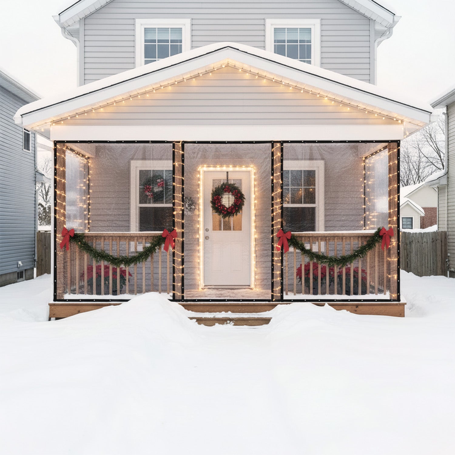 30mil Outdoor Clear Tarps with Grommets PVC Insulation Shed Cloth for Patios, Porch, Screen Rooms, Gazebos