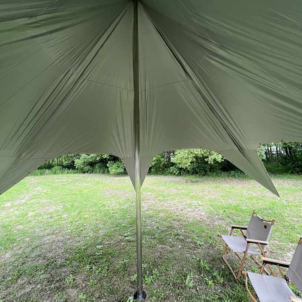 1PCS Outdoor Stainless-Steel Adjustable Shade Sail Support Rod with 2 Ring Clamps