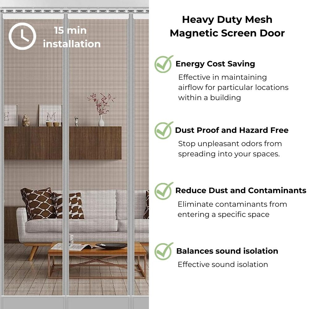 Heavy Duty Polyester Mesh Mosquito Netting Magnetic Screen Door for Patio and Sliding Glass Door