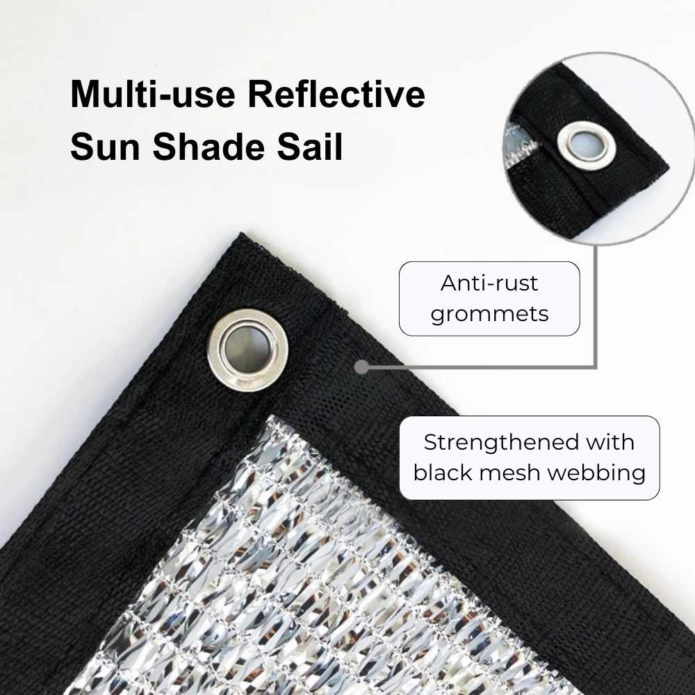 Multi-use Silver Heat Reflective Breathable UV-Resistant Mesh Outdoor Rectangle Sun Shade Sail with Grommets for Backyard, Patio, Pool
