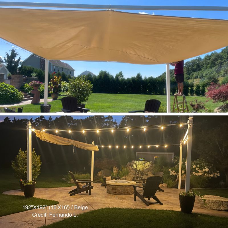 Outdoor Waterproof Sun Shade Sail Opaque Privacy Protection Canopy for Patio , Garden, Backyard Lawn