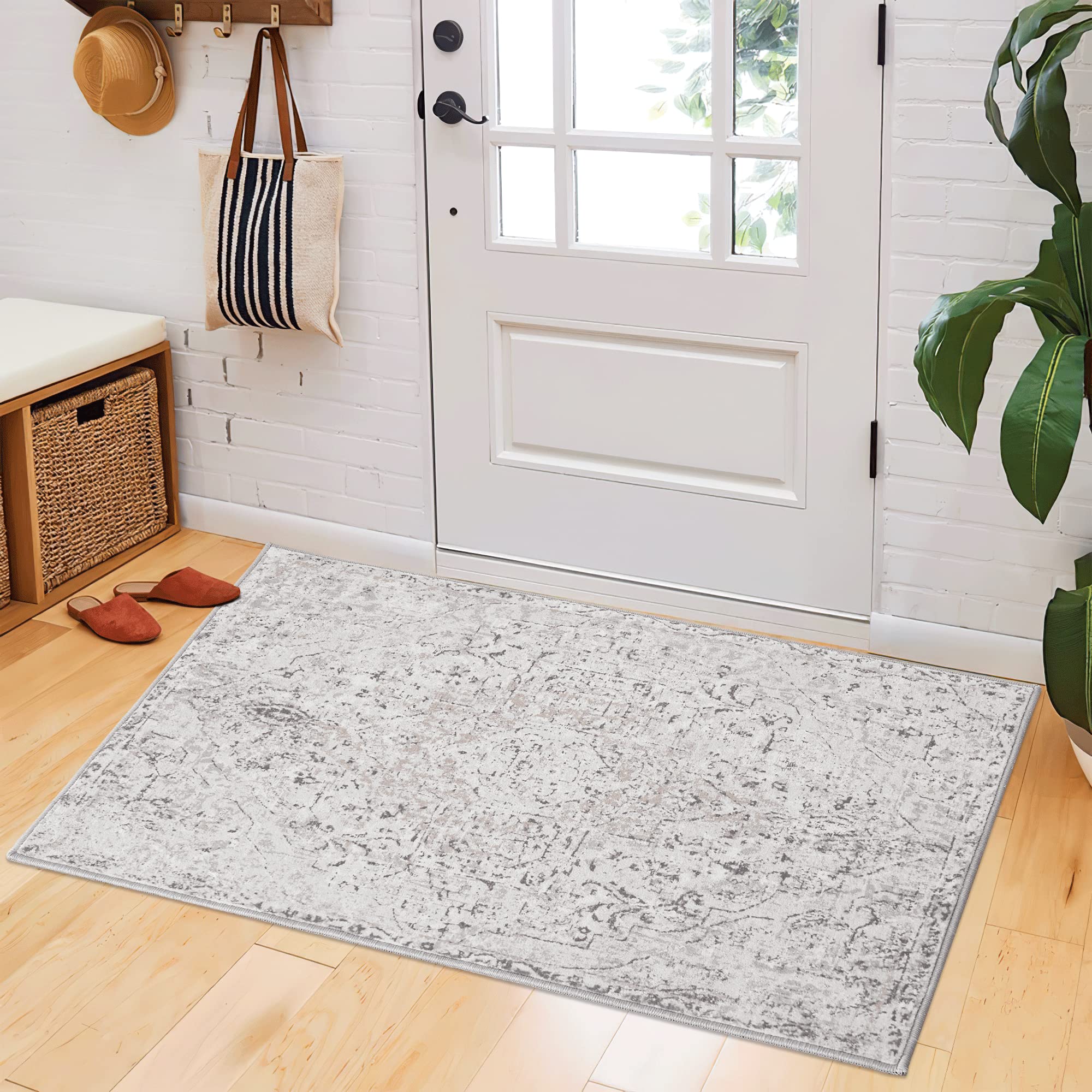Vintage Carpet Doorway Low Pile Print Faux Wool Indoor Accent Area Kitchen Bathroom Bath Mats