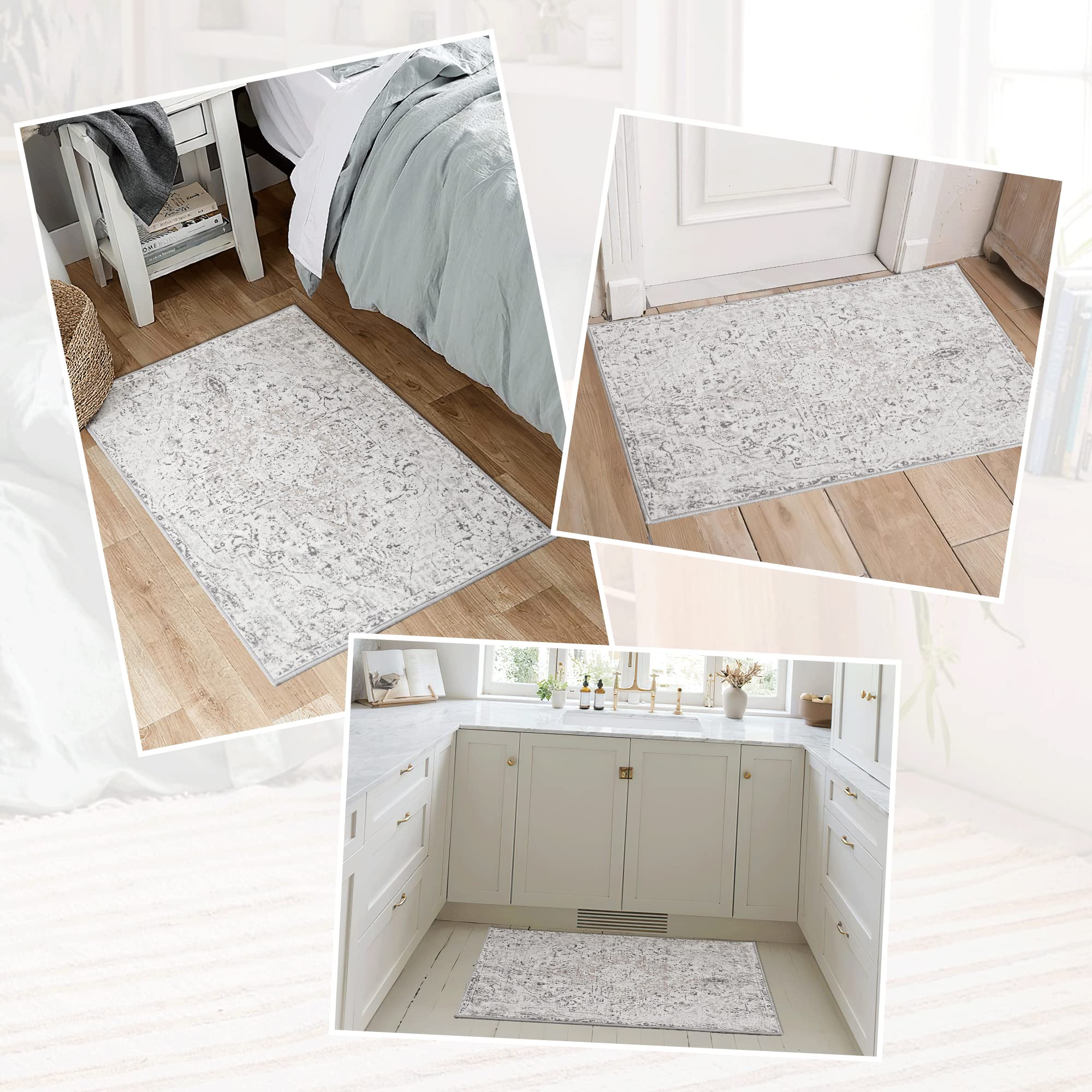 Vintage Carpet Doorway Low Pile Print Faux Wool Indoor Accent Area Kitchen Bathroom Bath Mats