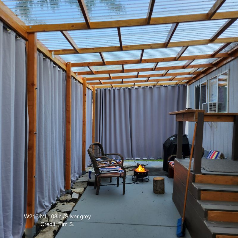 Top & Bottom Grommet Windproof Outdoor Curtains for Patio 1 Panel