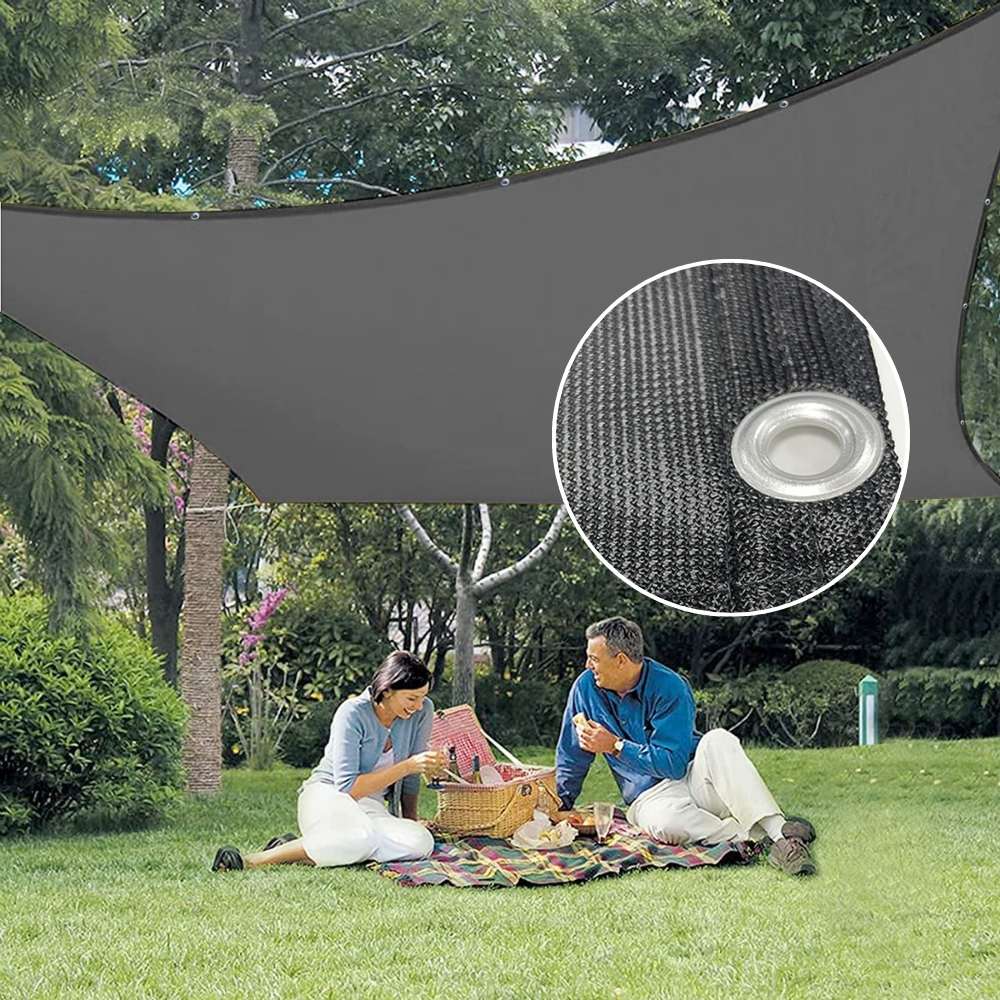 Breathable UV Protected Black Mesh Outdoor Rectangle Windproof Sun Shade Sail for Patio, Garden, Backyard Lawn, Garden and Pool