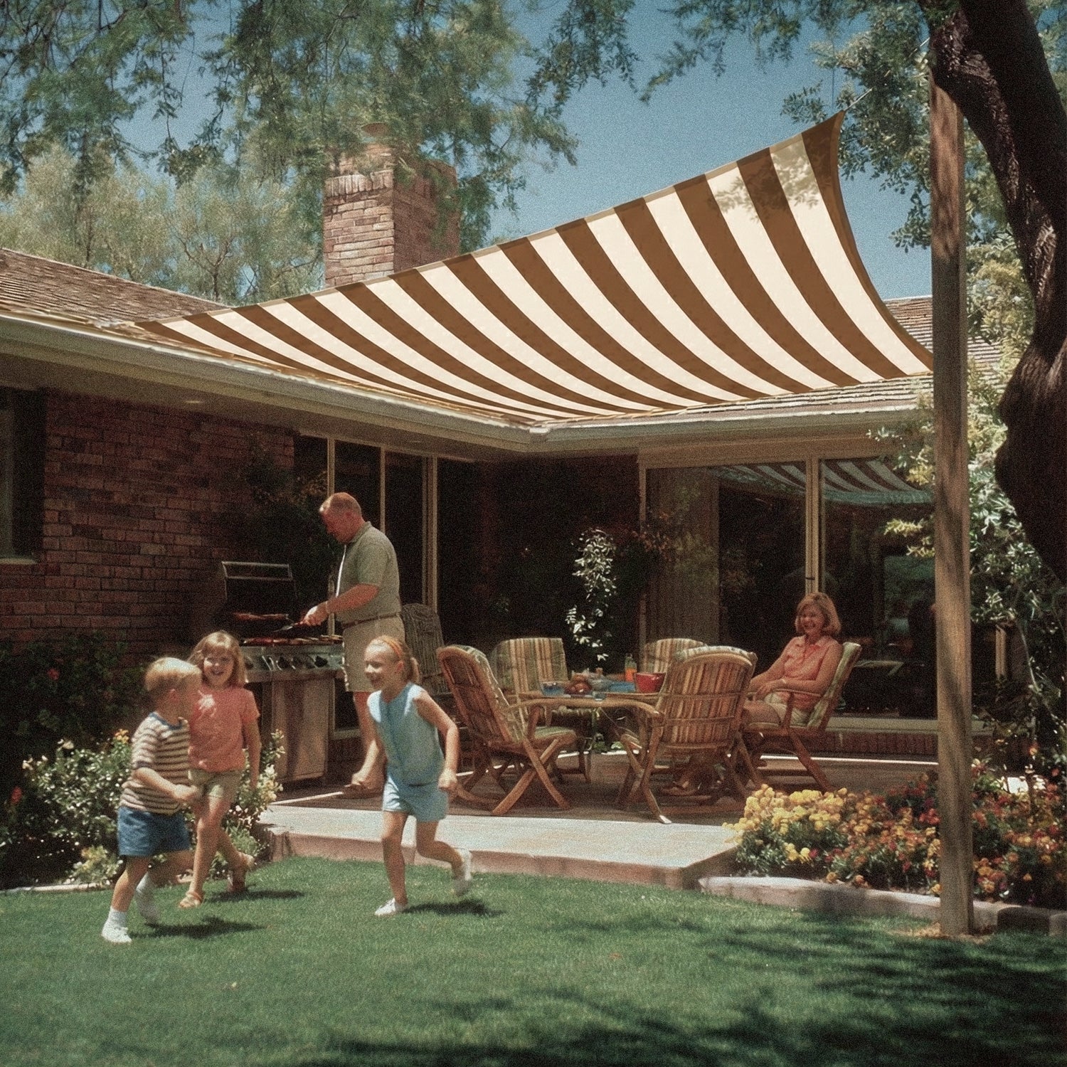 Outdoor Striped Waterproof Sun Shade Sail Rectangle UV Block Cover for Patio and Pergola,Backyard Lawn