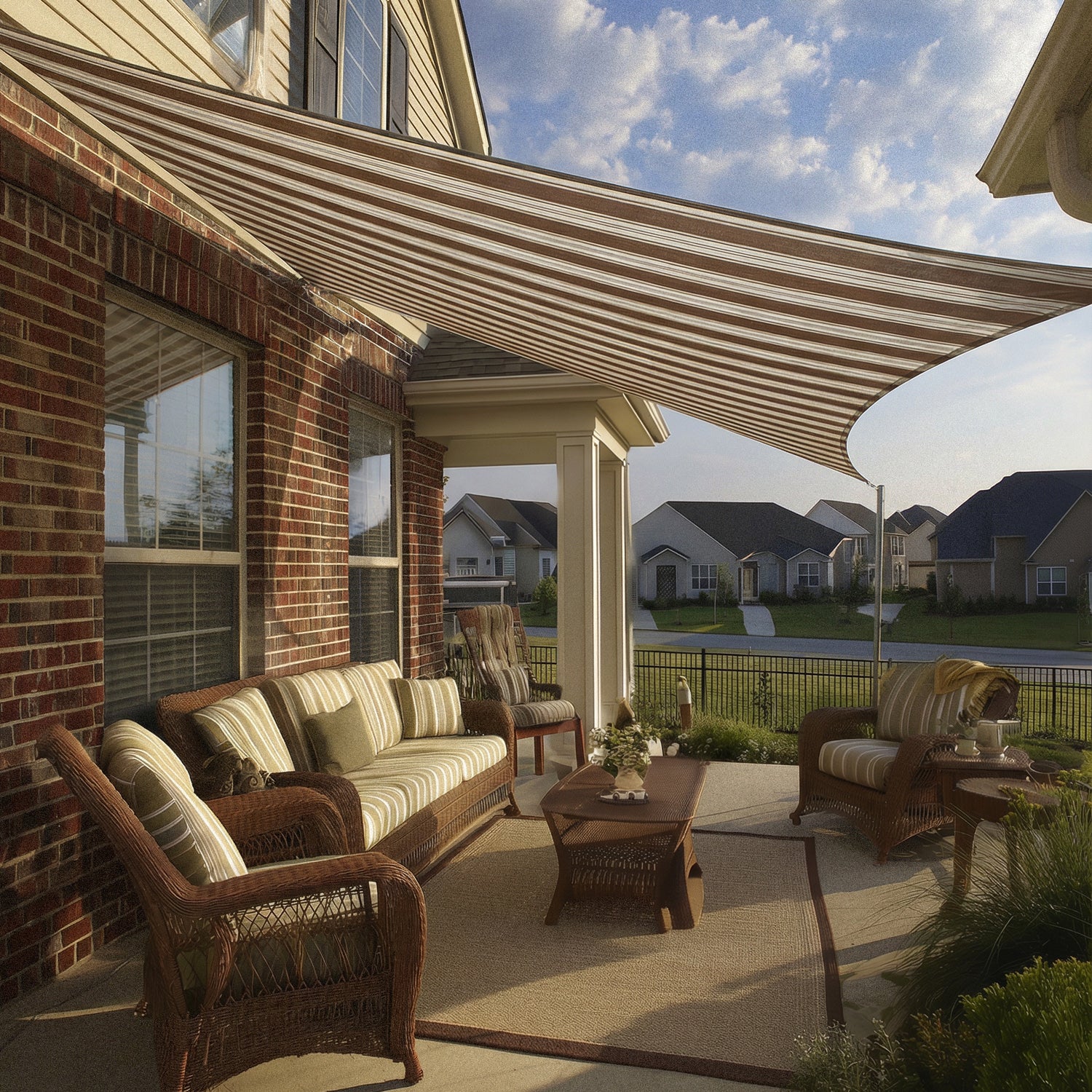 Outdoor Striped Waterproof Sun Shade Sail Rectangle UV Block Cover for Patio and Pergola,Backyard Lawn