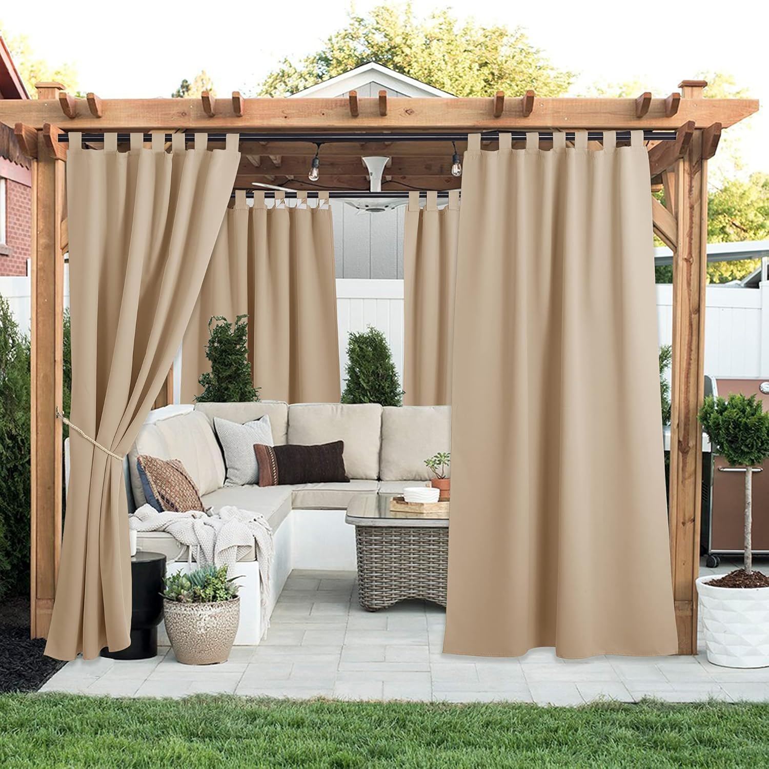 Velcro Tab Top Waterproof Outdoor Curtains for Garage / Patio, 1 Panel | Outdoor Standard