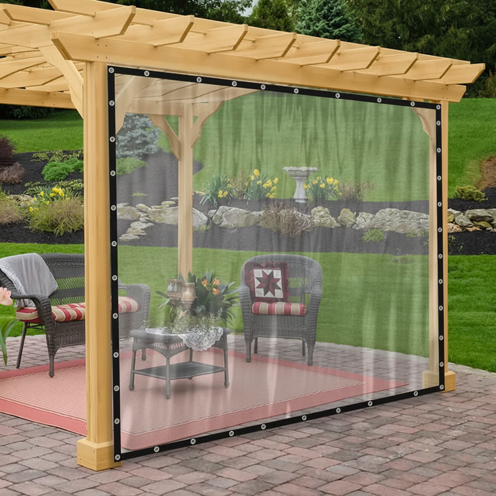 12mil Outdoor Clear Tarps with Grommets PVC Insulation Shed Cloth for Patios, Porch, Screen Rooms, Gazebos