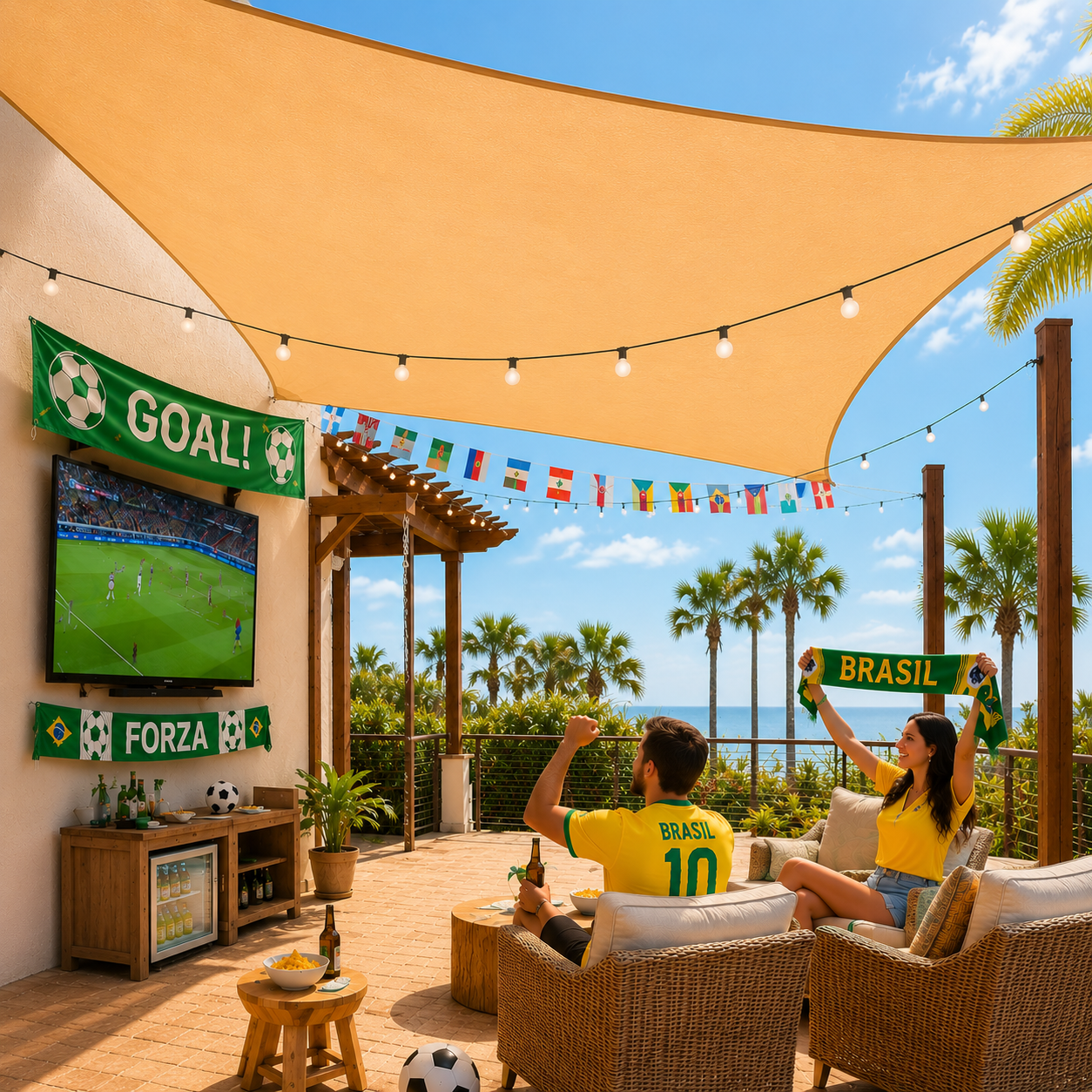 Large Waterproof Shade Sail Canopy