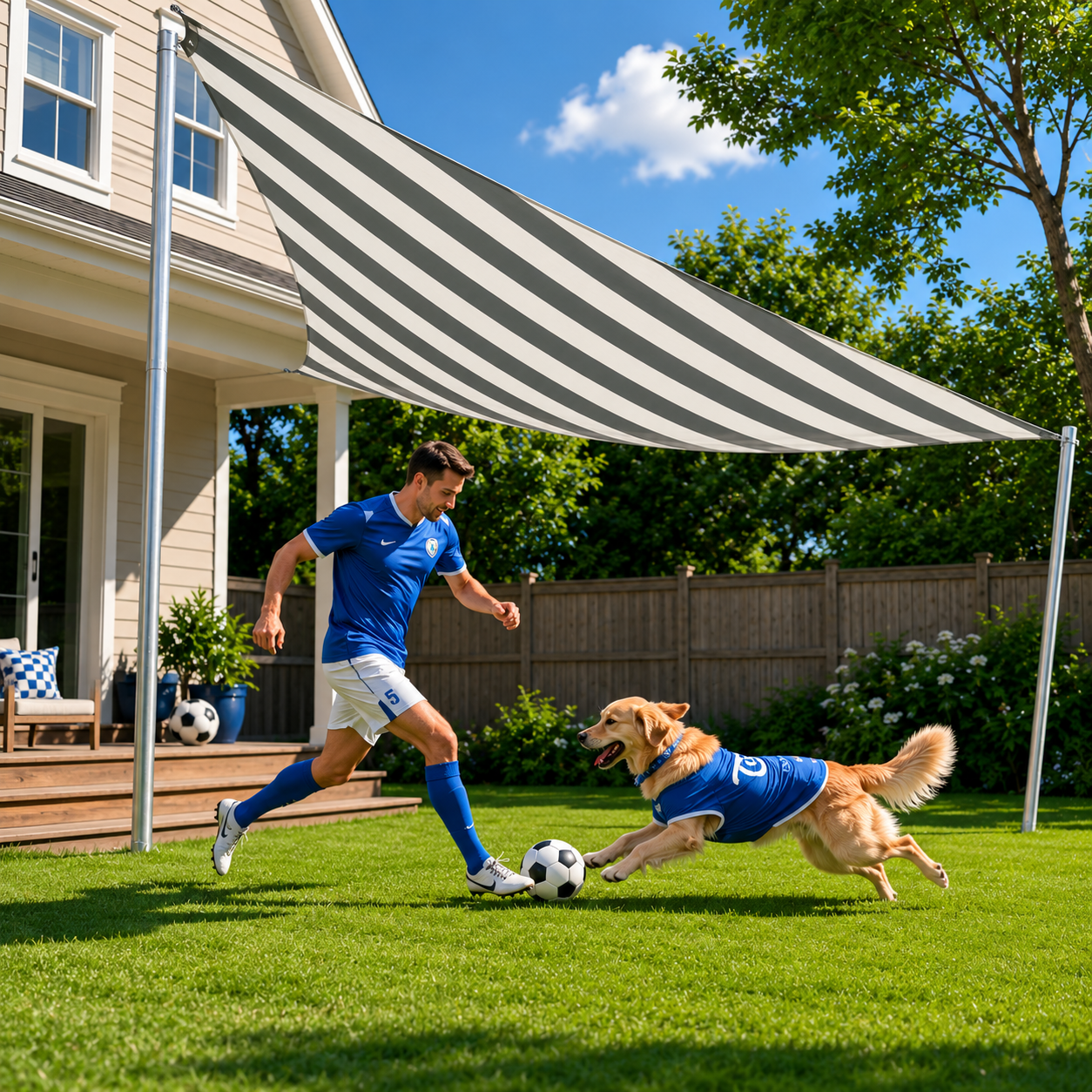 Waterproof Striped Triangle Shade Sail