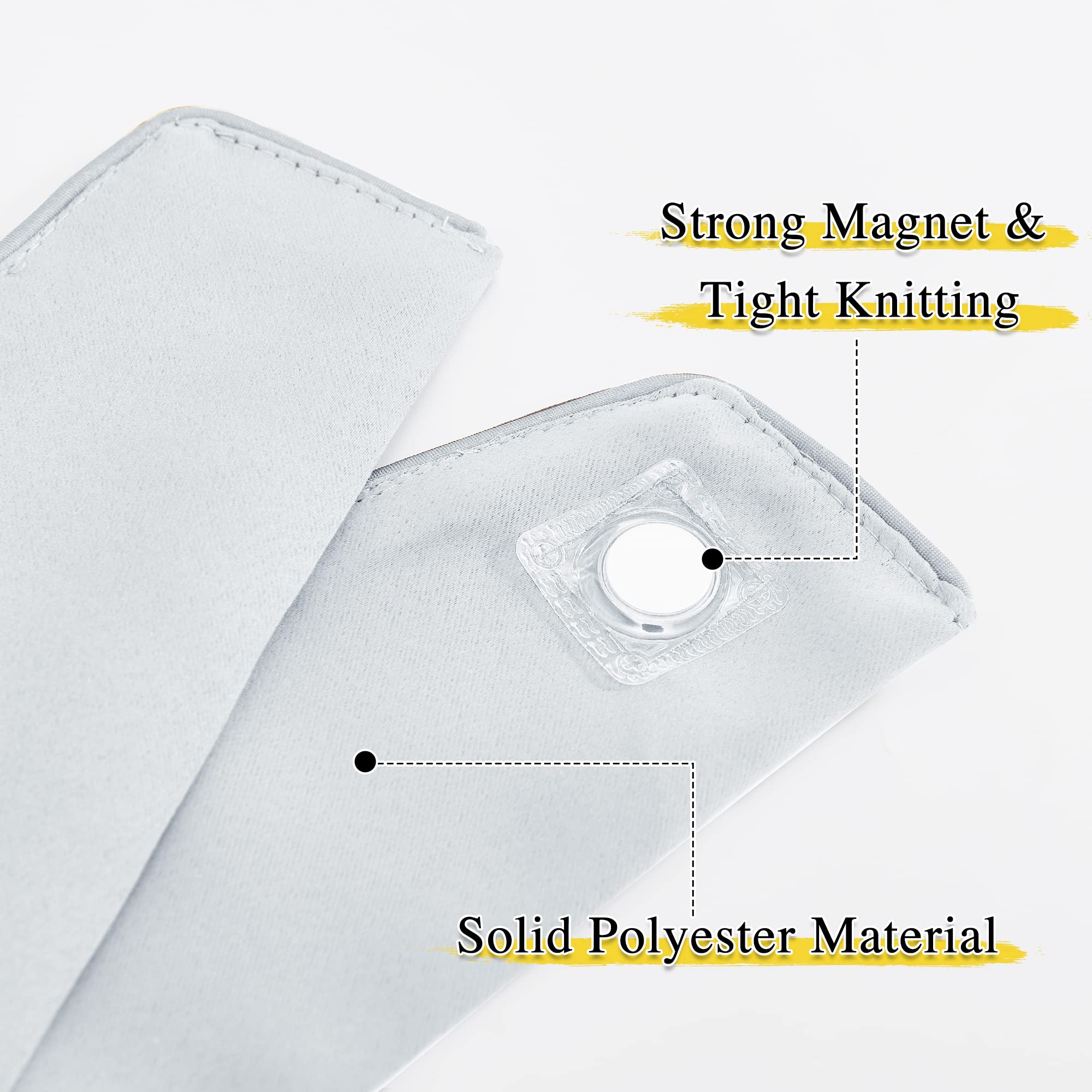 Solid grey polyester magnetic drape tie-back, showcasing strong embedded magnet and tight knitting for outdoor curtains.