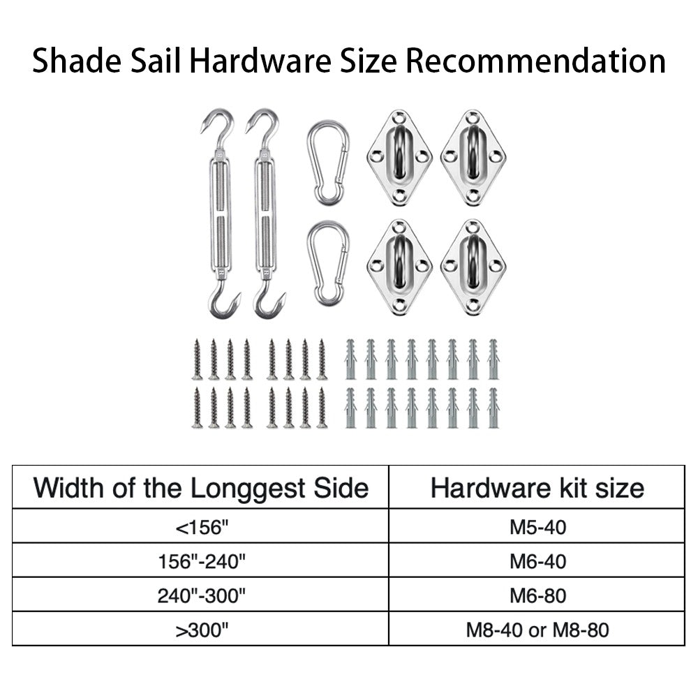 Heavy Duty 304 Shade Sail Installation Hardware  Kit